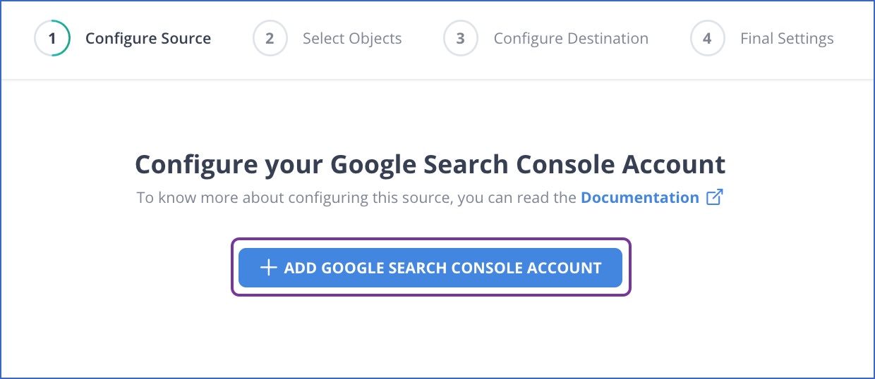 Google Search Console to Redshift: GSC account